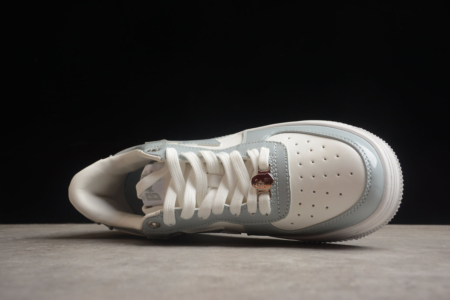 Bape Sta Patent Leather Gray and White